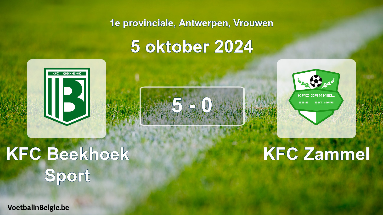 Gespeelde wedstrijd vrouwenvoetbal: KFC Beekhoek Sport - KFC Zammel 5 - 0 (5 oktober 2024)