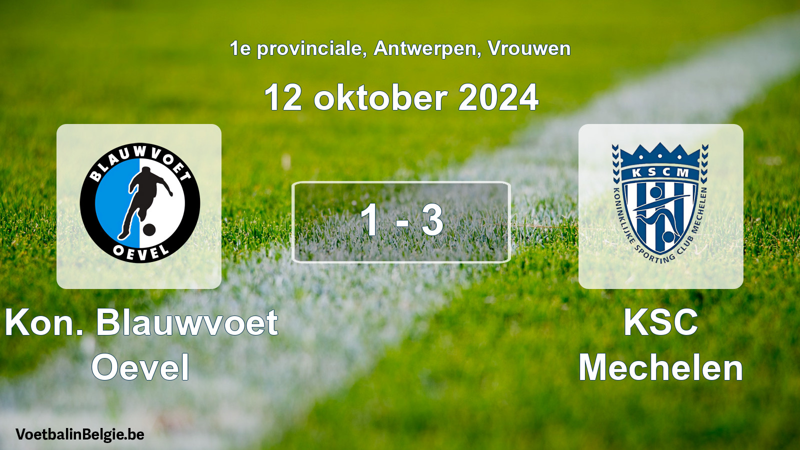 Gespeelde wedstrijd vrouwenvoetbal: Kon. Blauwvoet Oevel - KSC Mechelen 1 - 3 (12 oktober 2024)