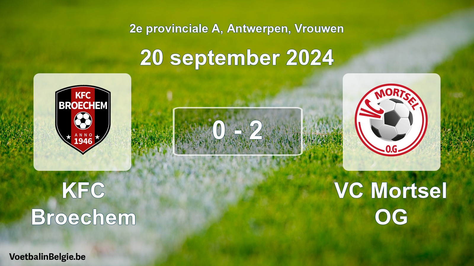 Gespeelde wedstrijd vrouwenvoetbal: KFC Broechem - VC Mortsel OG 0 - 2 (20 september 2024)