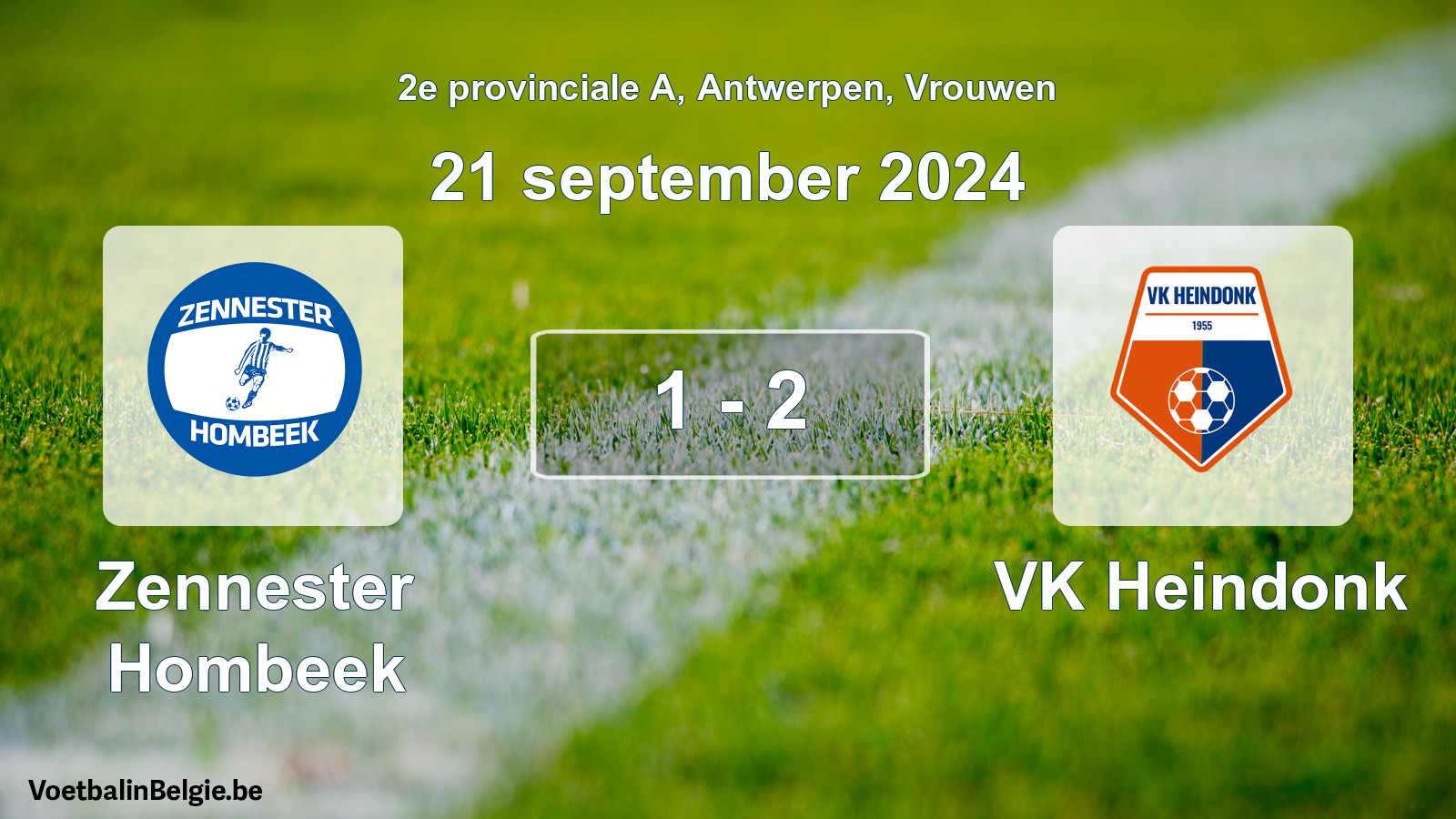 Gespeelde wedstrijd vrouwenvoetbal: Zennester Hombeek - VK Heindonk 1 - 2 (21 september 2024)