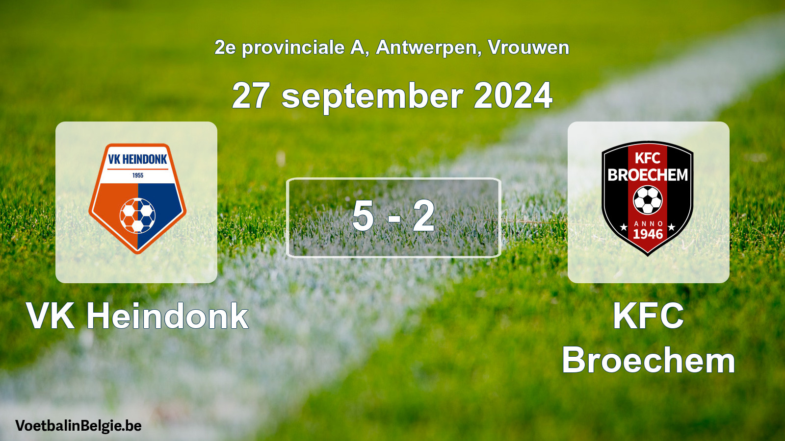 Played match women football: VK Heindonk - KFC Broechem 5 - 2 (27 September 2024)