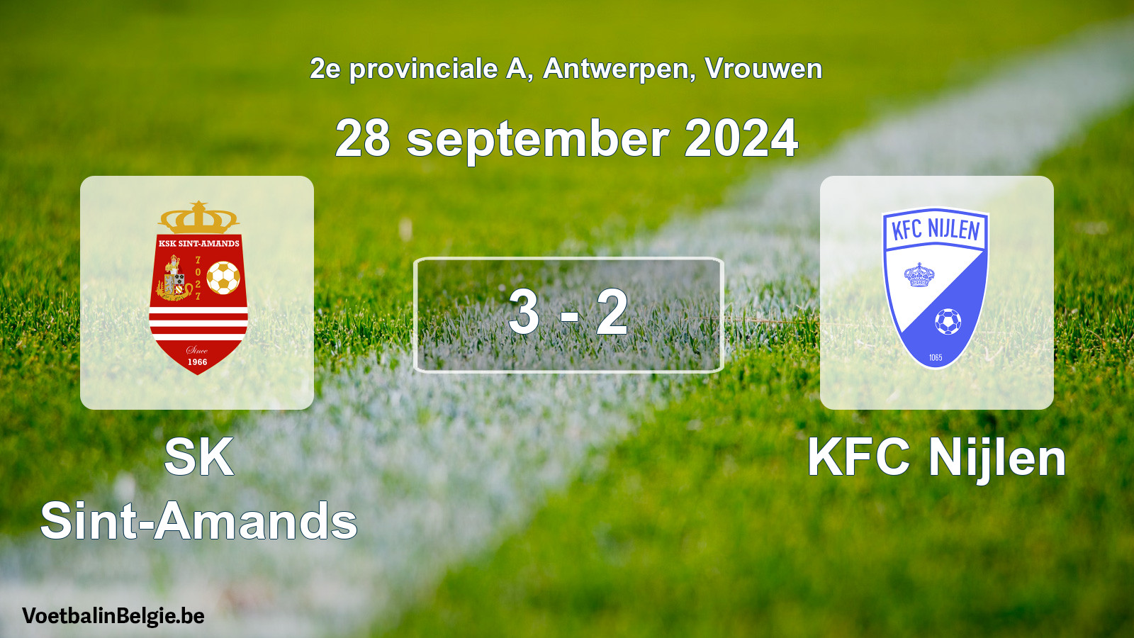 Gespeelde wedstrijd vrouwenvoetbal: SK Sint-Amands - KFC Nijlen 3 - 2 (28 september 2024)