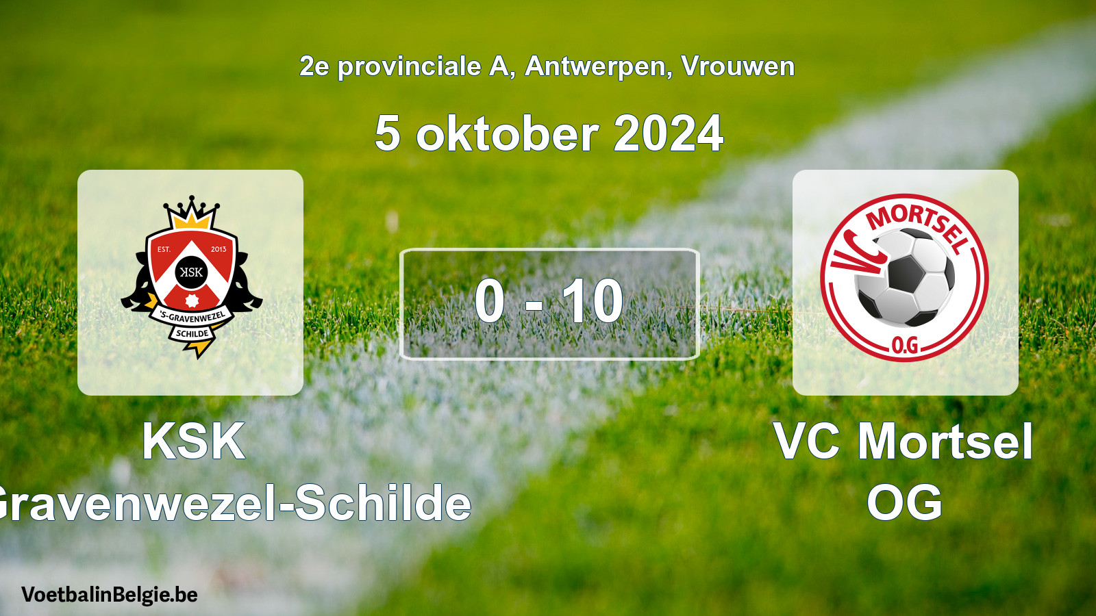 Gespeelde wedstrijd vrouwenvoetbal: KSK 's-Gravenwezel-Schilde - VC Mortsel OG 0 - 10 (5 oktober 2024)