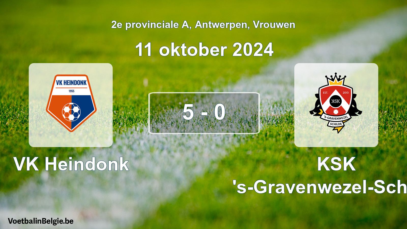 Match joué football femmes: VK Heindonk - KSK 's-Gravenwezel-Schilde 5 - 0 (11 octobre 2024)