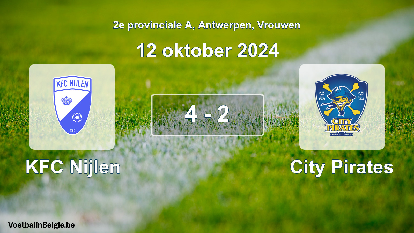 Gespeelde wedstrijd vrouwenvoetbal: KFC Nijlen - City Pirates 4 - 2 (12 oktober 2024)