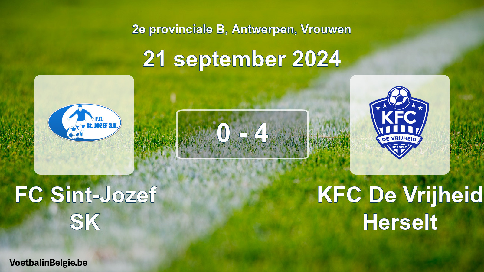 Gespeelde wedstrijd vrouwenvoetbal: FC Sint-Jozef SK - KFC De Vrijheid Herselt 0 - 4 (21 september 2024)