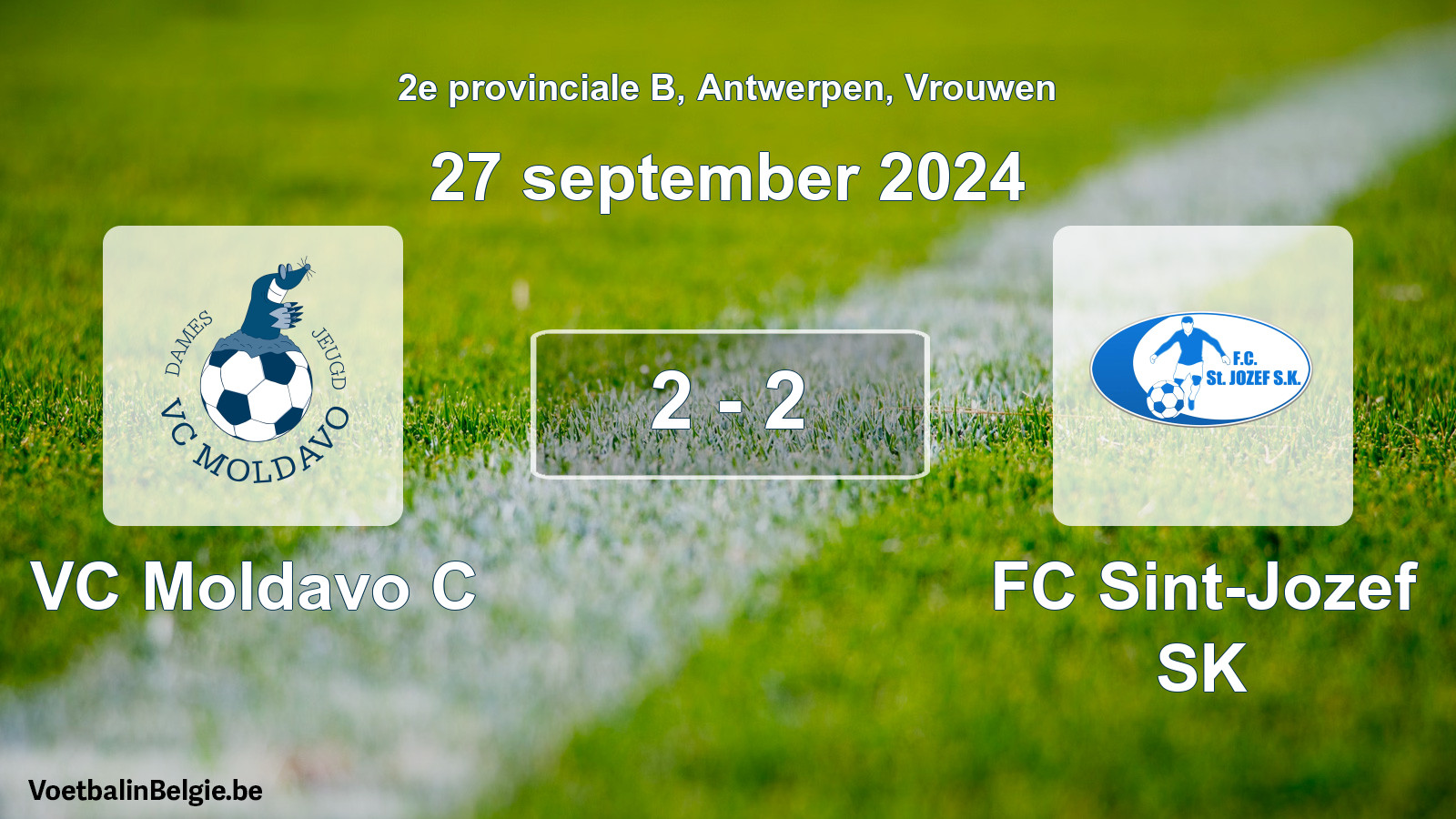 Gespeelde wedstrijd vrouwenvoetbal: VC Moldavo C - FC Sint-Jozef SK 2 - 2 (27 september 2024)