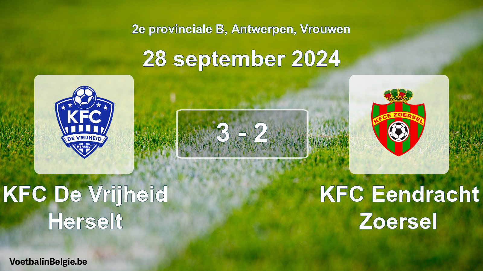 Gespeelde wedstrijd vrouwenvoetbal: KFC De Vrijheid Herselt - KFC Eendracht Zoersel 3 - 2 (28 september 2024)