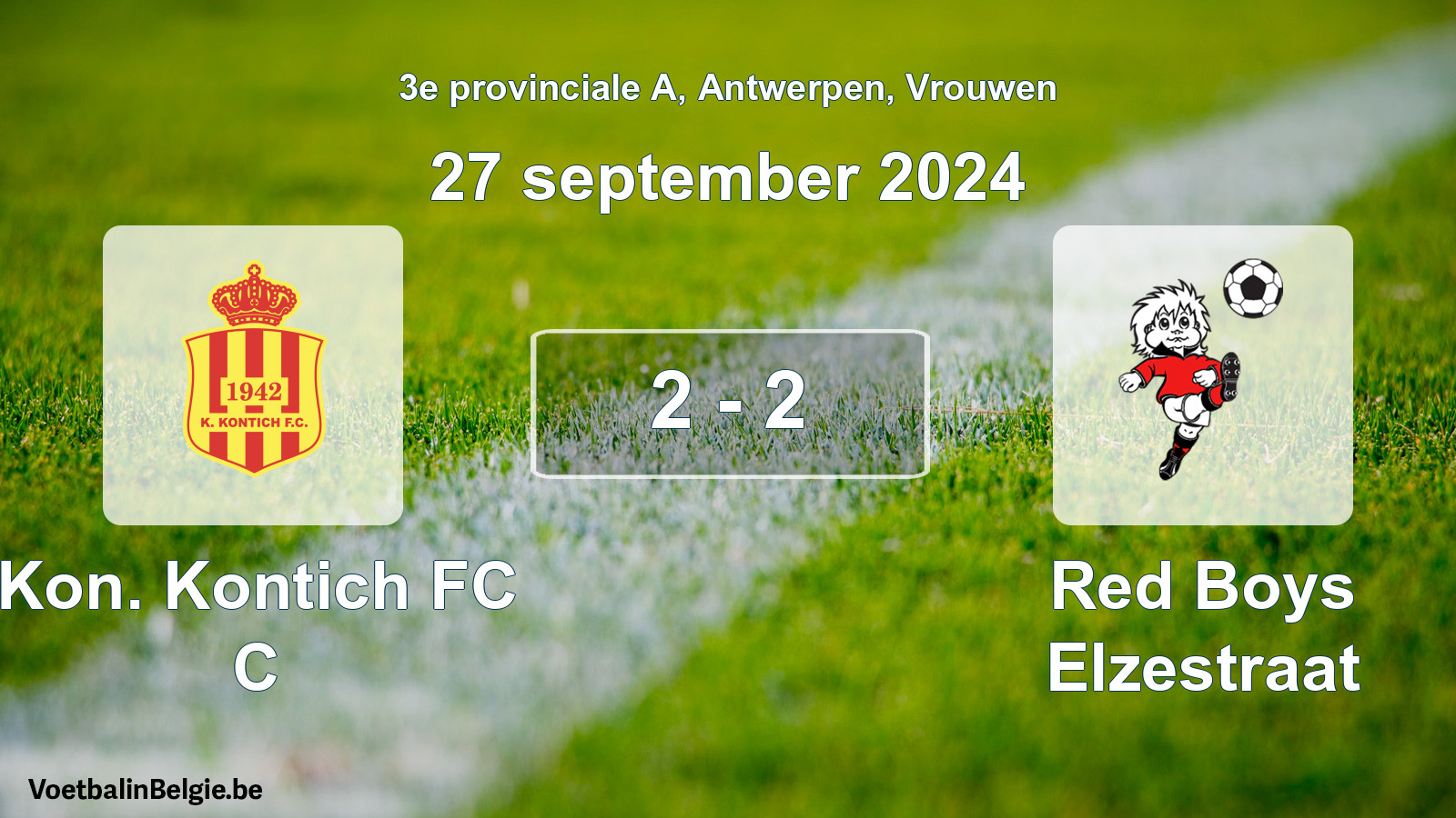 Gespeelde wedstrijd vrouwenvoetbal: Kon. Kontich FC C - Red Boys Elzestraat 2 - 2 (27 september 2024)