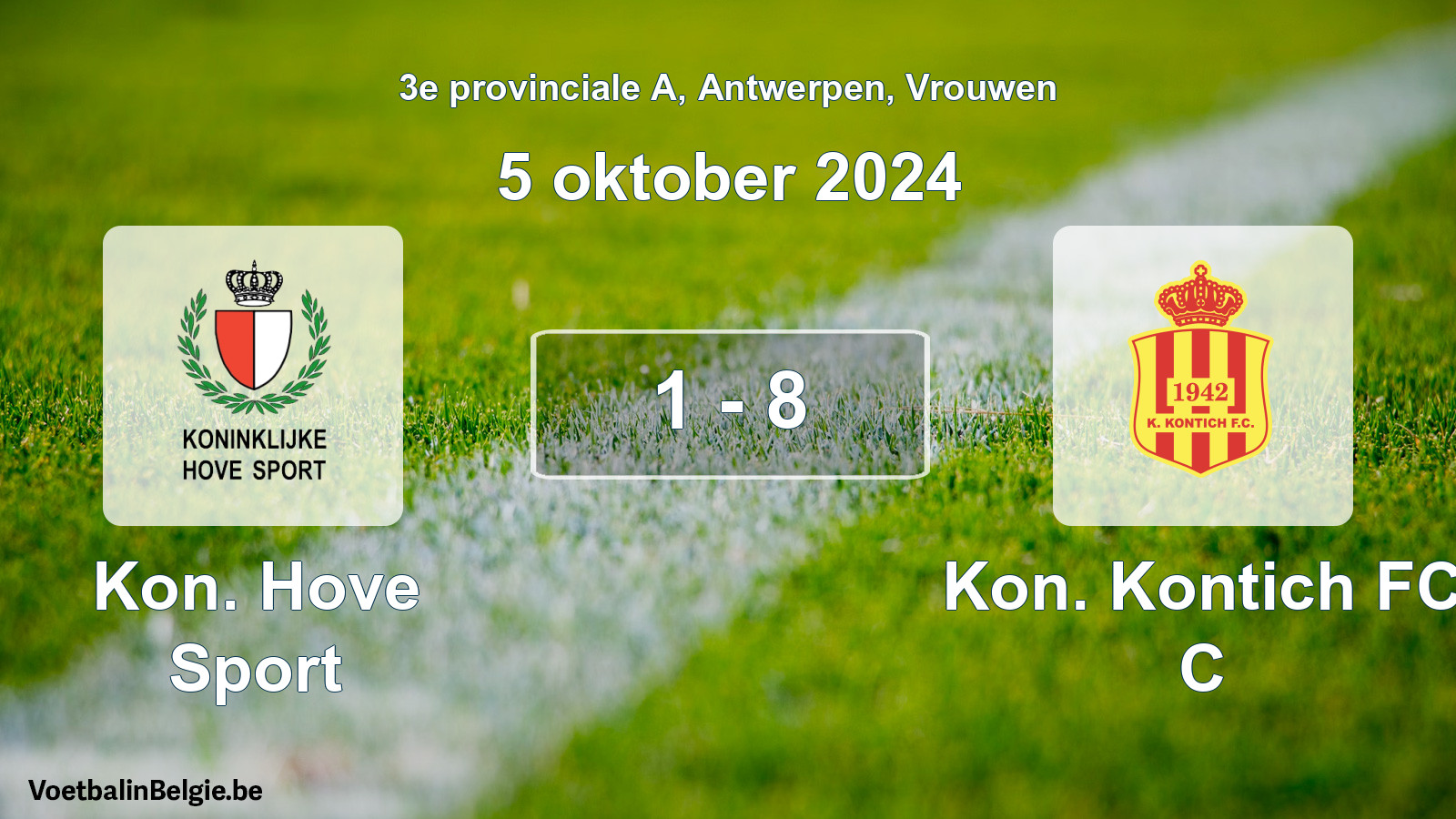 Gespeelde wedstrijd vrouwenvoetbal: Kon. Hove Sport - Kon. Kontich FC C 1 - 8 (5 oktober 2024)
