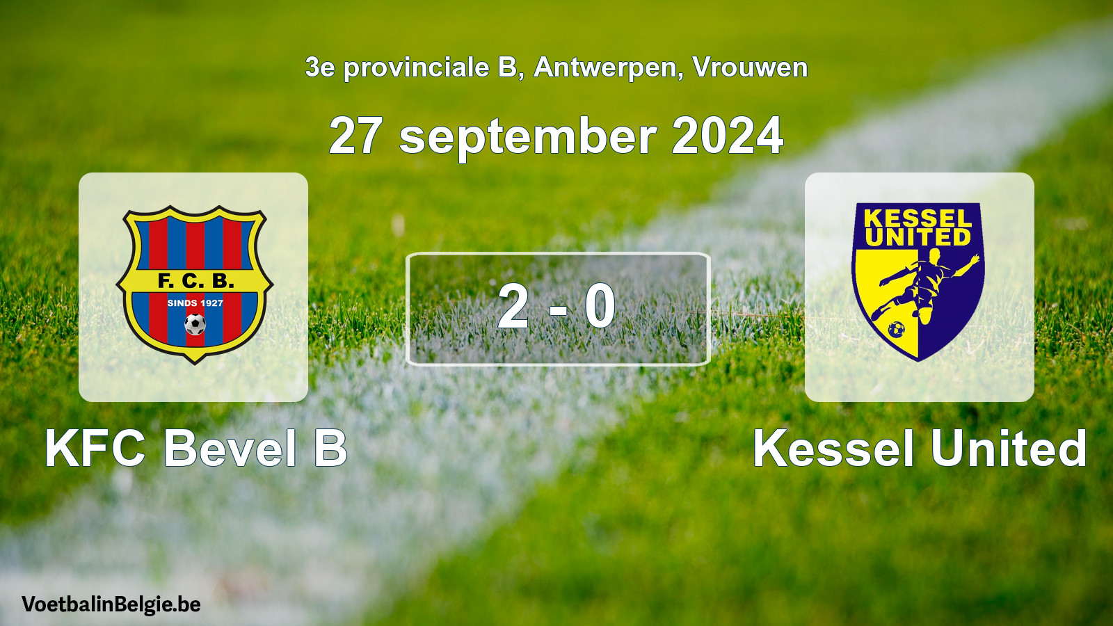 Gespeelde wedstrijd vrouwenvoetbal: KFC Bevel B - Kessel United 2 - 0 (27 september 2024)