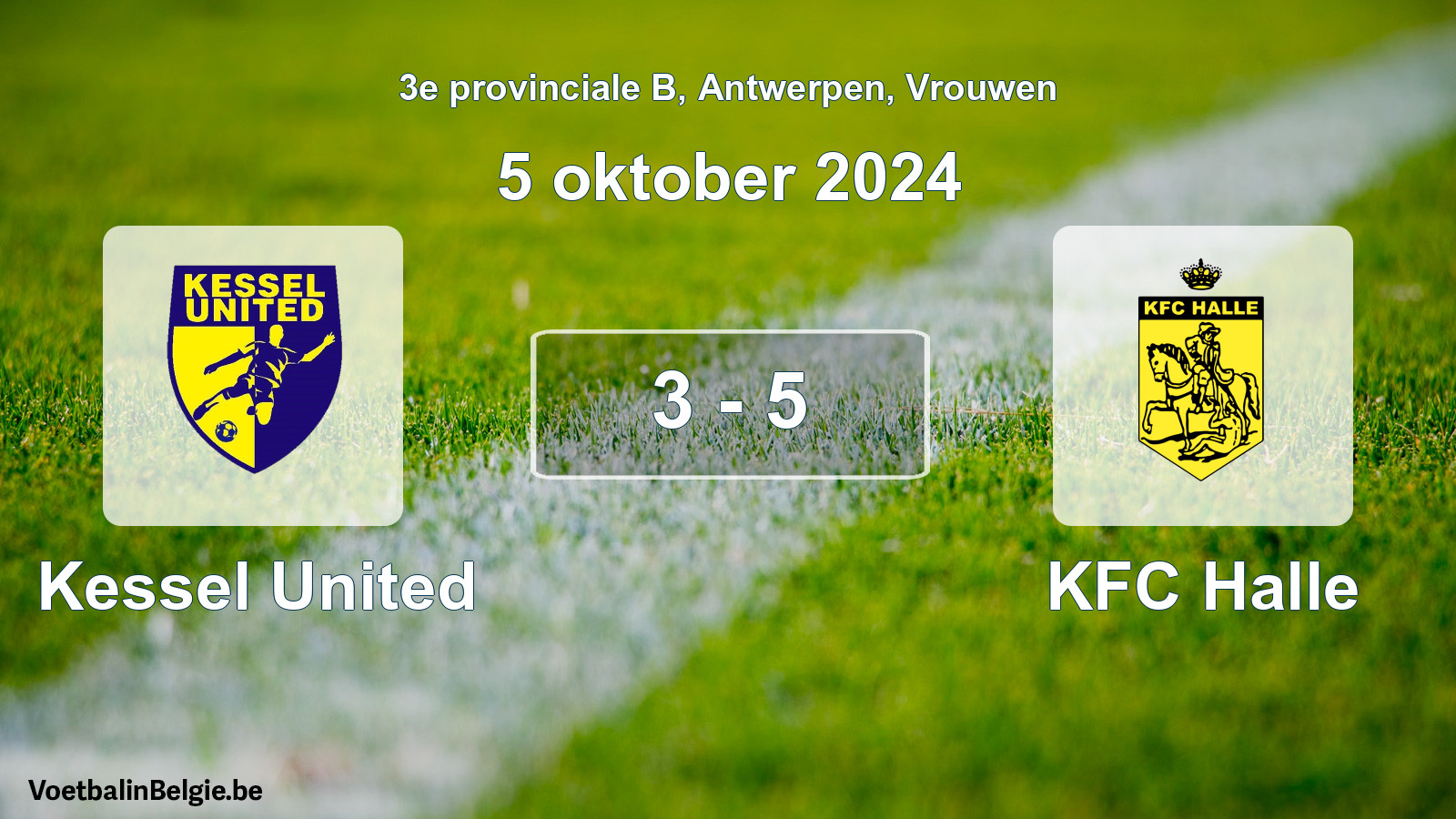 Gespeelde wedstrijd vrouwenvoetbal: Kessel United - KFC Halle 3 - 5 (5 oktober 2024)