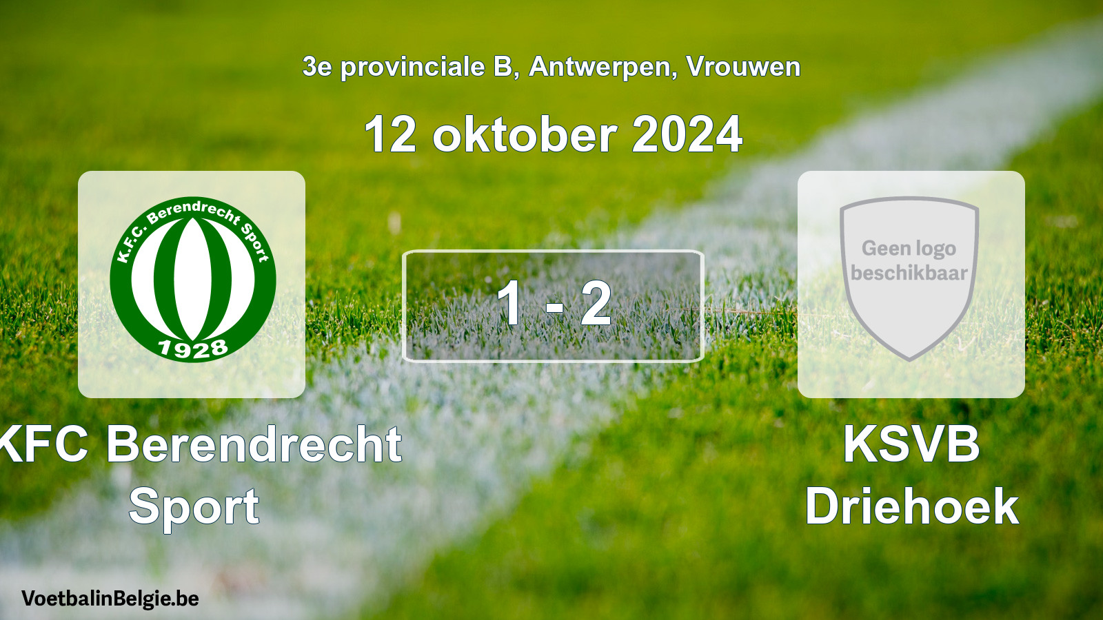 Gespeelde wedstrijd vrouwenvoetbal: KFC Berendrecht Sport - KSVB Driehoek 1 - 2 (12 oktober 2024)