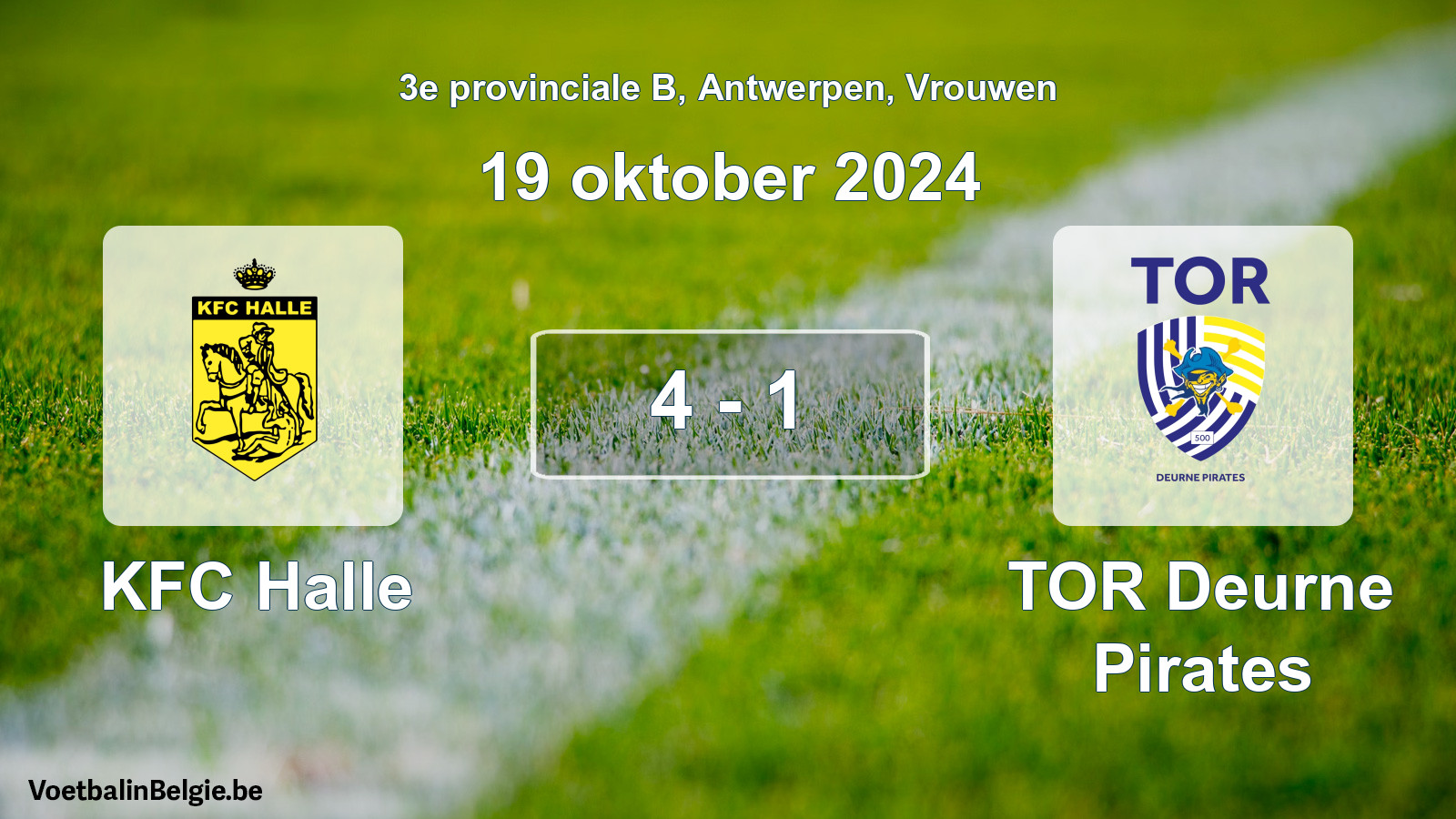Gespeelde wedstrijd vrouwenvoetbal: KFC Halle - TOR Deurne Pirates 4 - 1 (19 oktober 2024)