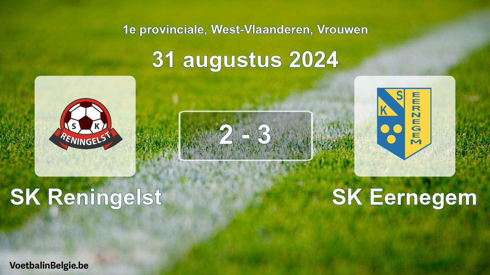 Gespeelde wedstrijd vrouwenvoetbal: SK Reningelst - SK Eernegem 2 - 3 (31 augustus 2024)