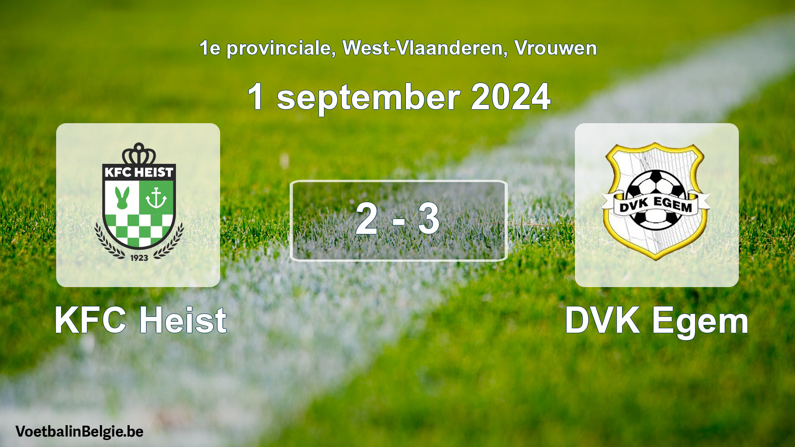 Played match women football: KFC Heist - DVK Egem 2 - 3 (1 September 2024)