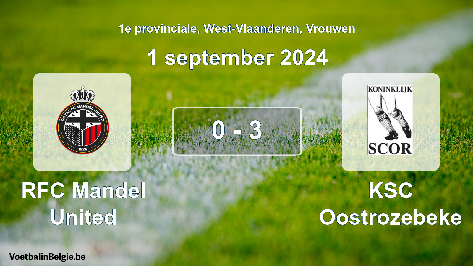 Gespeelde wedstrijd vrouwenvoetbal: RFC Mandel United - KSC Oostrozebeke 0 - 3 (1 september 2024)