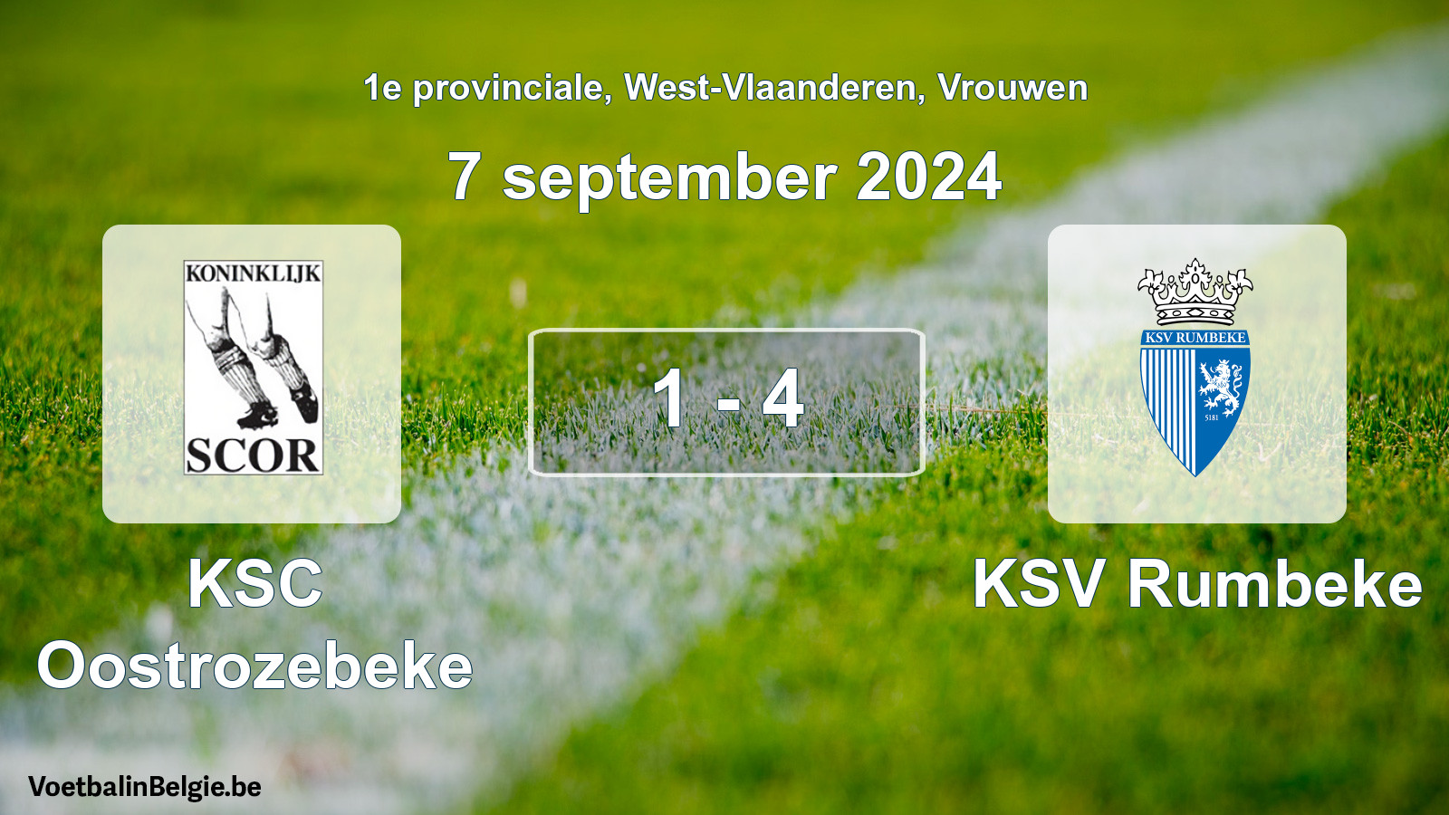 Gespeelde wedstrijd vrouwenvoetbal: KSC Oostrozebeke - KSV Rumbeke 1 - 4 (7 september 2024)