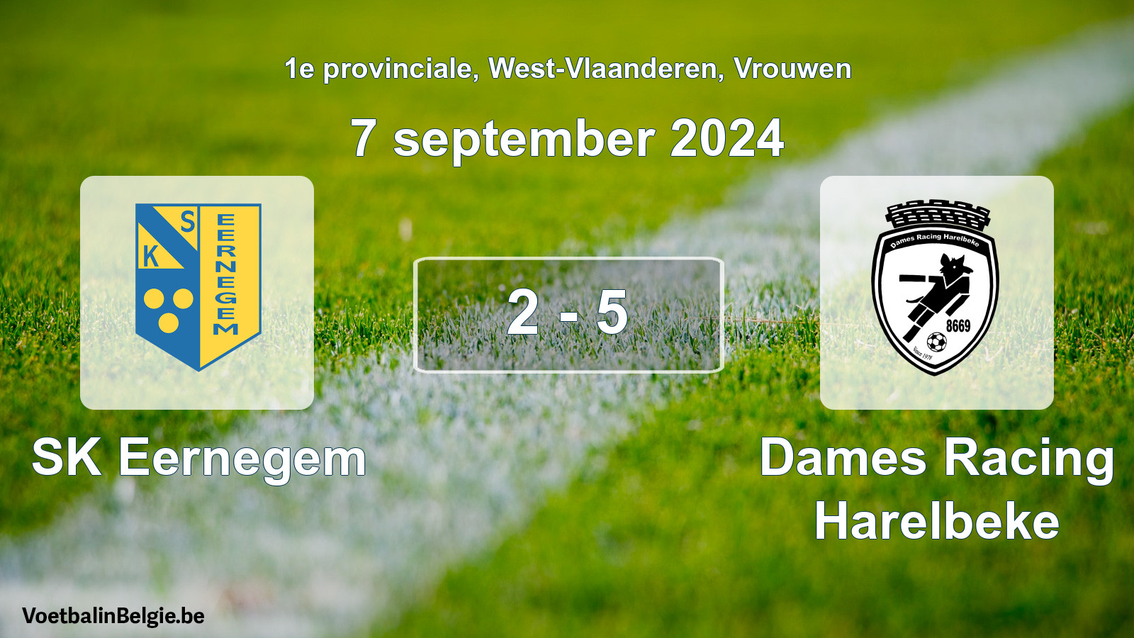 Gespeelde wedstrijd vrouwenvoetbal: SK Eernegem - Dames Racing Harelbeke 2 - 5 (7 september 2024)
