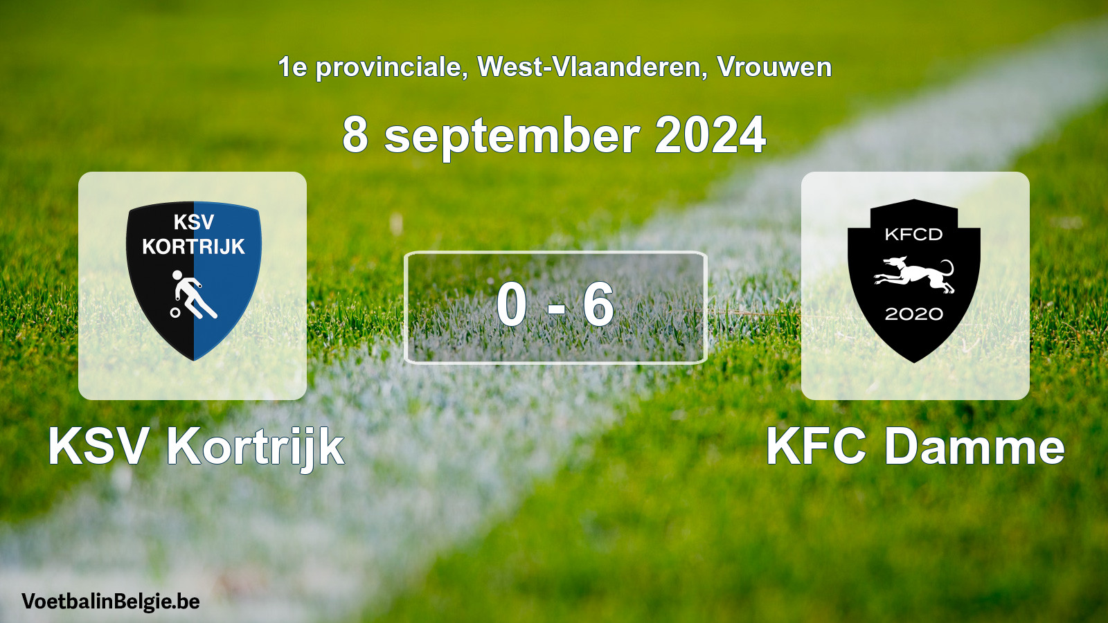 Gespeelde wedstrijd vrouwenvoetbal: KSV Kortrijk - KFC Damme 0 - 6 (8 september 2024)