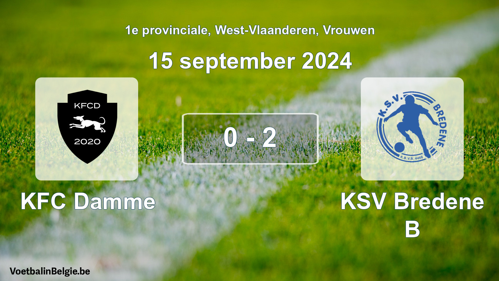 Gespeelde wedstrijd vrouwenvoetbal: KFC Damme - KSV Bredene B 0 - 2 (15 september 2024)