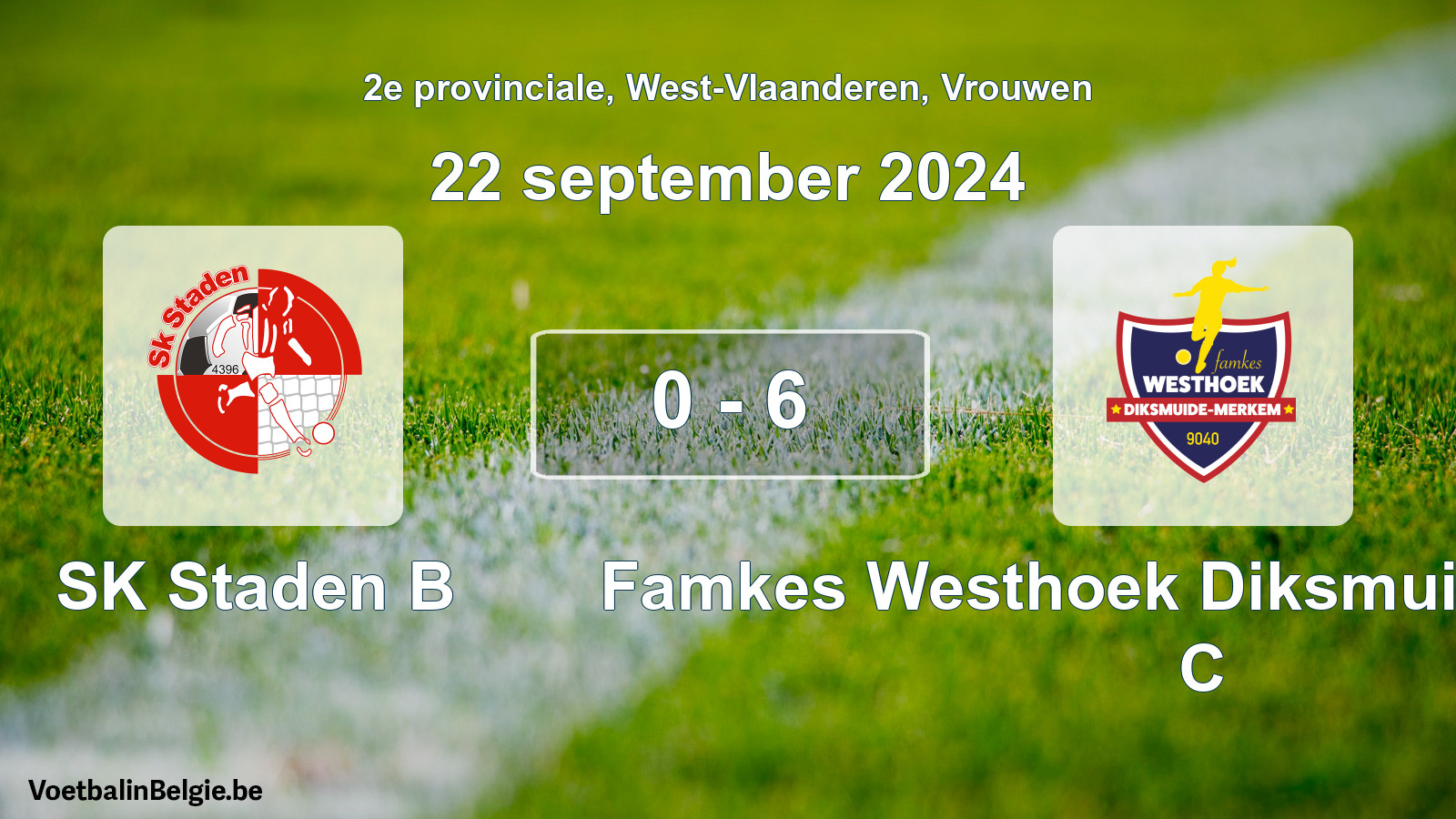 Gespeelde wedstrijd vrouwenvoetbal: SK Staden B - Famkes Westhoek Diksmuide Merkem C 0 - 6 (22 september 2024)
