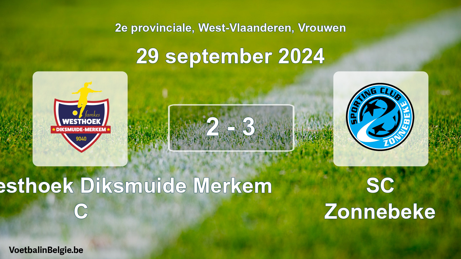 Gespeelde wedstrijd vrouwenvoetbal: Famkes Westhoek Diksmuide Merkem C - SC Zonnebeke 2 - 3 (29 september 2024)