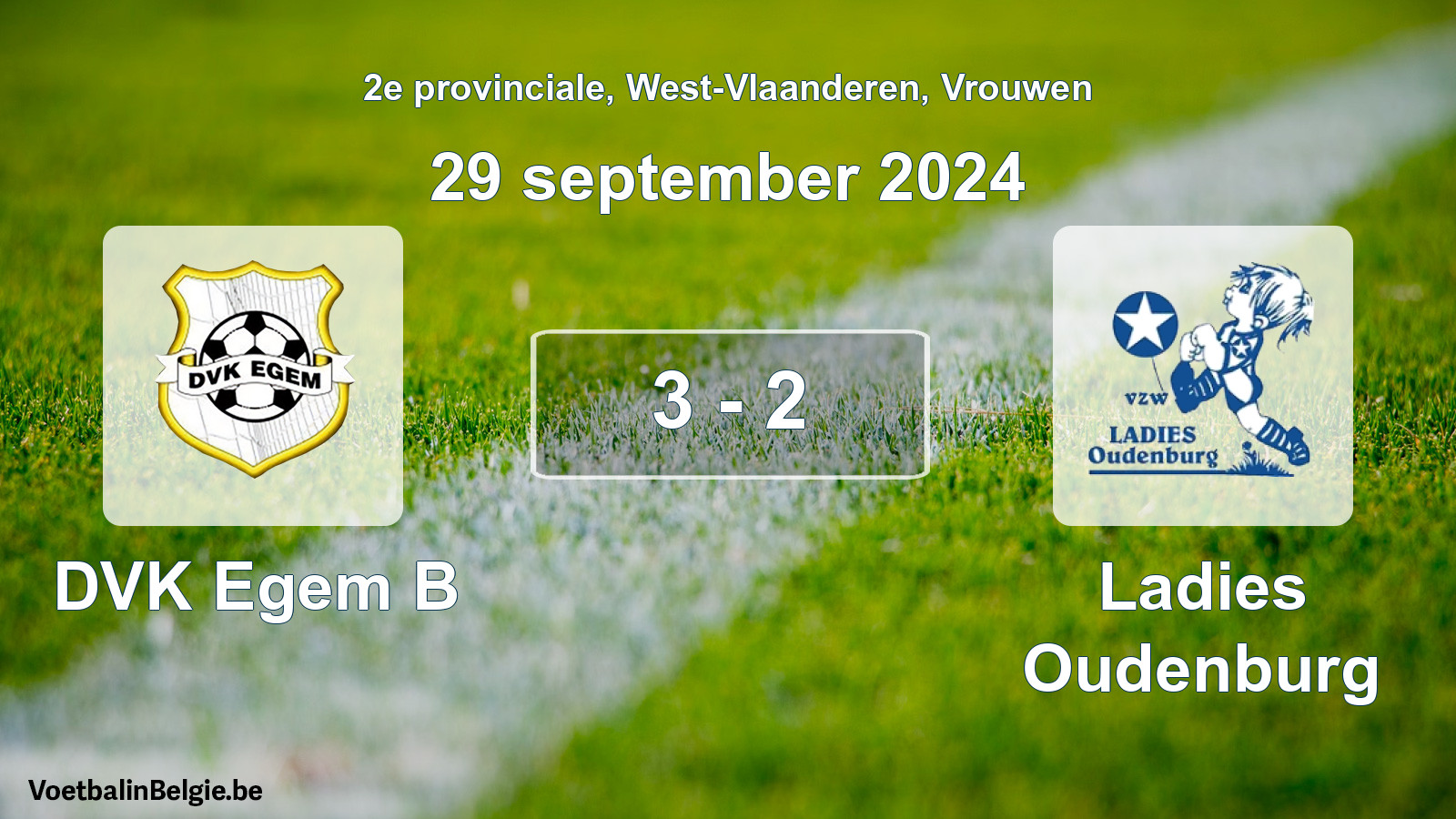 Gespieltes Spiel frauen-Fußball: DVK Egem B - Ladies Oudenburg 3 - 2 (29 September 2024)