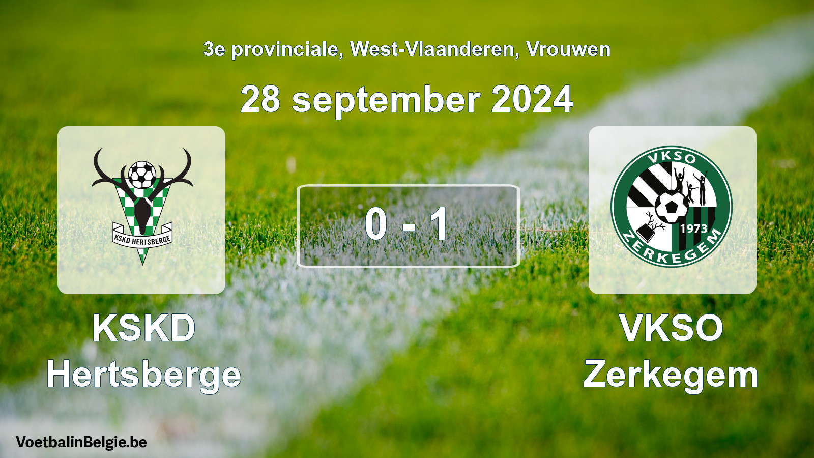 Gespeelde wedstrijd vrouwenvoetbal: KSKD Hertsberge - VKSO Zerkegem 0 - 1 (28 september 2024)