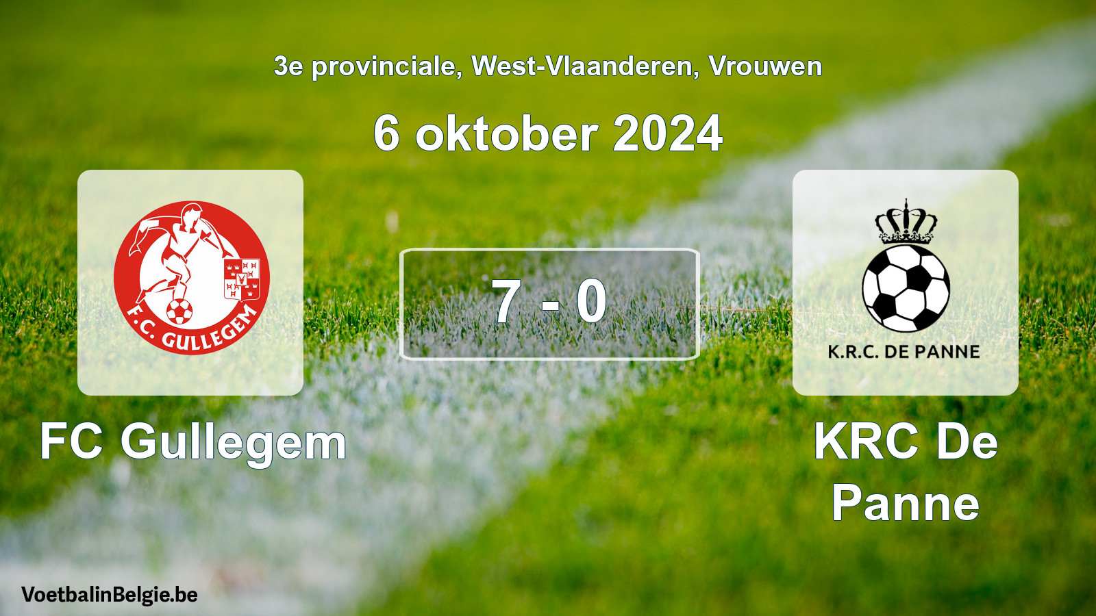 Gespeelde wedstrijd vrouwenvoetbal: FC Gullegem - KRC De Panne 7 - 0 (6 oktober 2024)