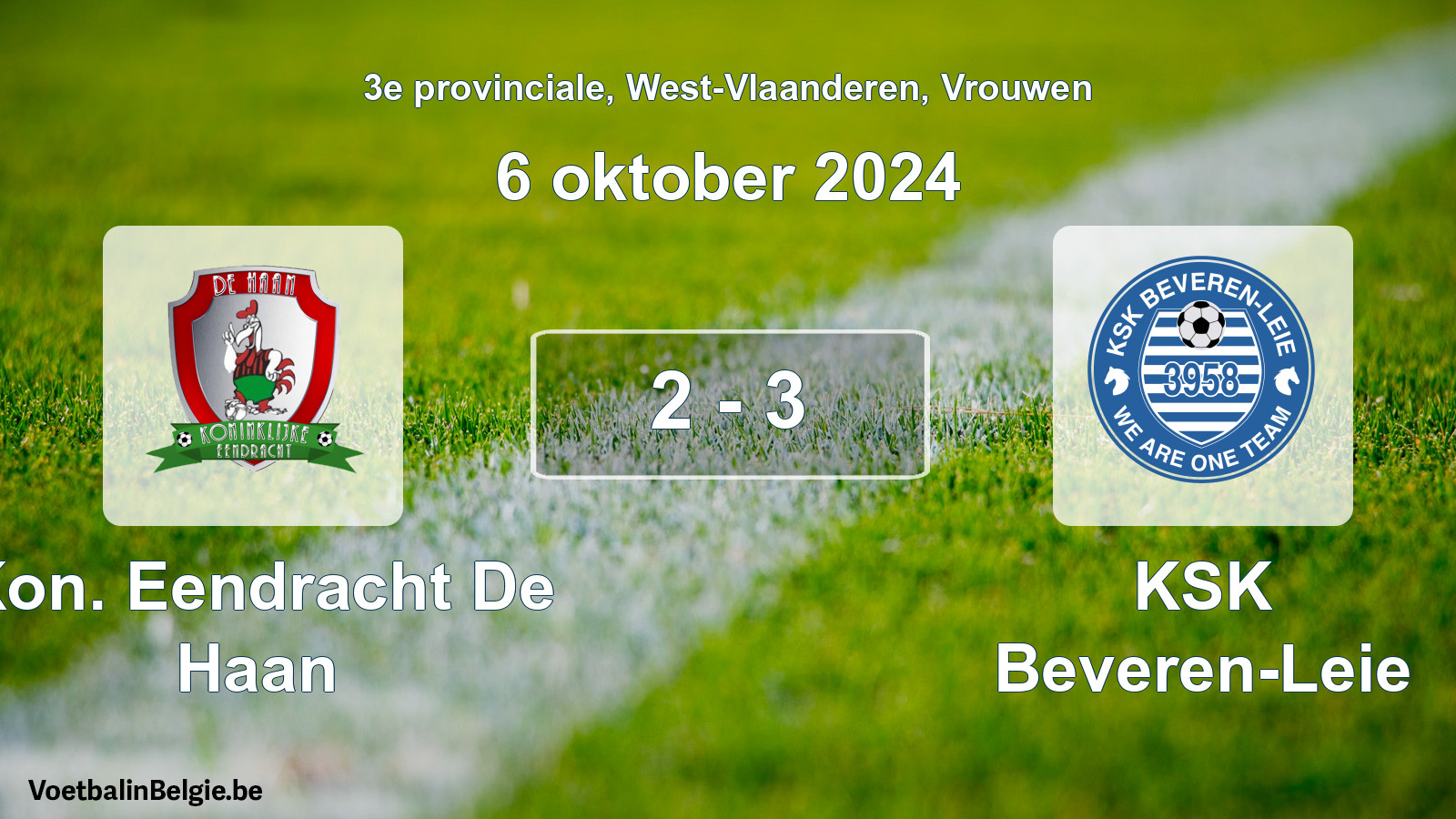 Gespeelde wedstrijd vrouwenvoetbal: Kon. Eendracht De Haan - KSK Beveren-Leie 2 - 3 (6 oktober 2024)