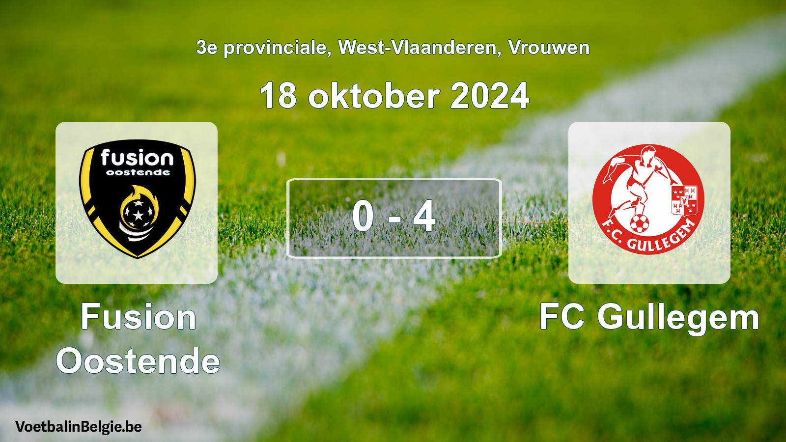 Gespeelde wedstrijd vrouwenvoetbal: Fusion Oostende - FC Gullegem 0 - 4 (18 oktober 2024)