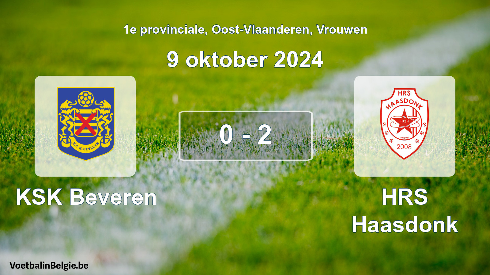 Gespeelde wedstrijd vrouwenvoetbal: KSK Beveren - HRS Haasdonk 0 - 2 (9 oktober 2024)