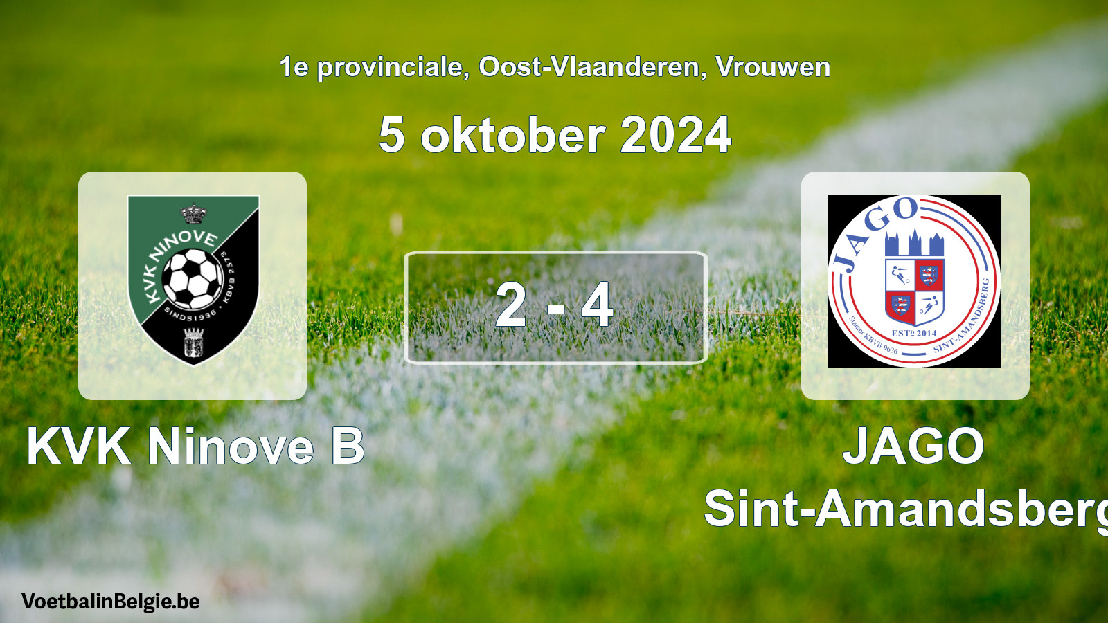 Played match women football: KVK Ninove B - JAGO Sint-Amandsberg 2 - 4 (5 October 2024)