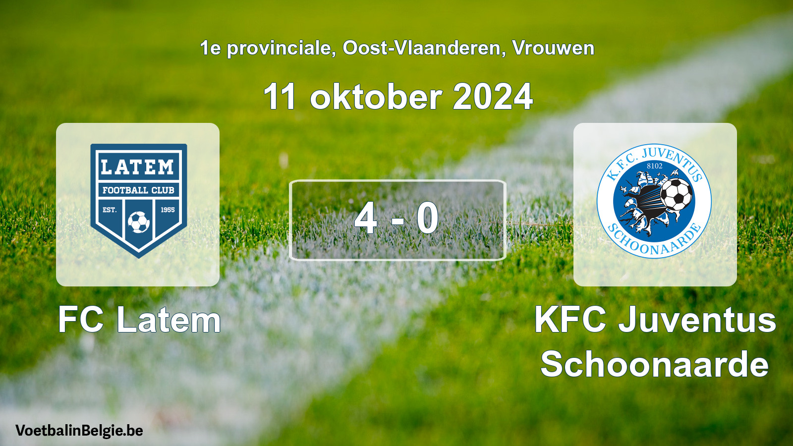 Match joué football femmes: FC Latem - KFC Juventus Schoonaarde 4 - 0 (11 octobre 2024)