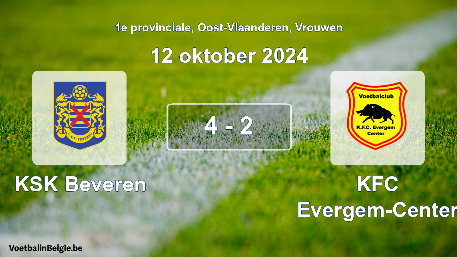 Gespeelde wedstrijd vrouwenvoetbal: KSK Beveren - KFC Evergem-Center 4 - 2 (12 oktober 2024)