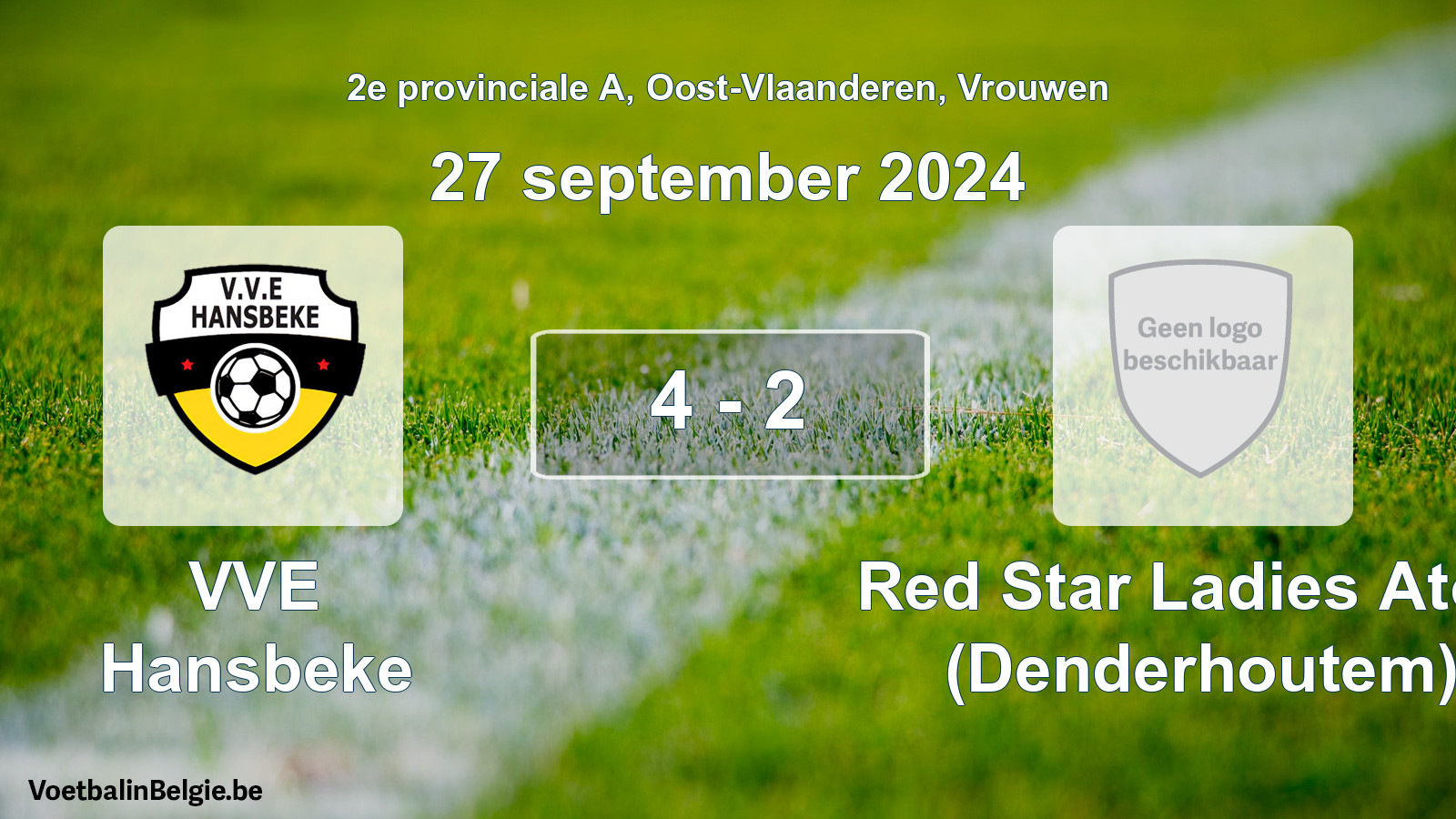 Gespeelde wedstrijd vrouwenvoetbal: VVE Hansbeke - Red Star Ladies Atom (Denderhoutem) 4 - 2 (27 september 2024)