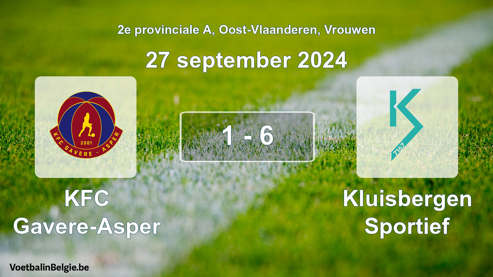 Gespeelde wedstrijd vrouwenvoetbal: KFC Gavere-Asper - Kluisbergen Sportief 1 - 6 (27 september 2024)