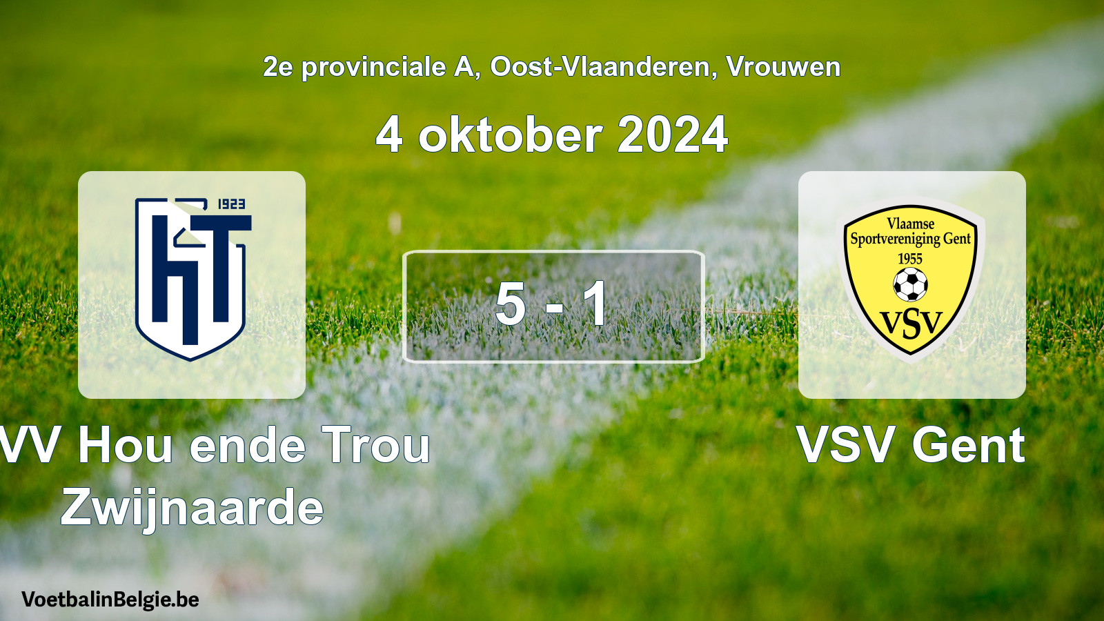Gespeelde wedstrijd vrouwenvoetbal: KVV Hou ende Trou Zwijnaarde - VSV Gent 5 - 1 (4 oktober 2024)