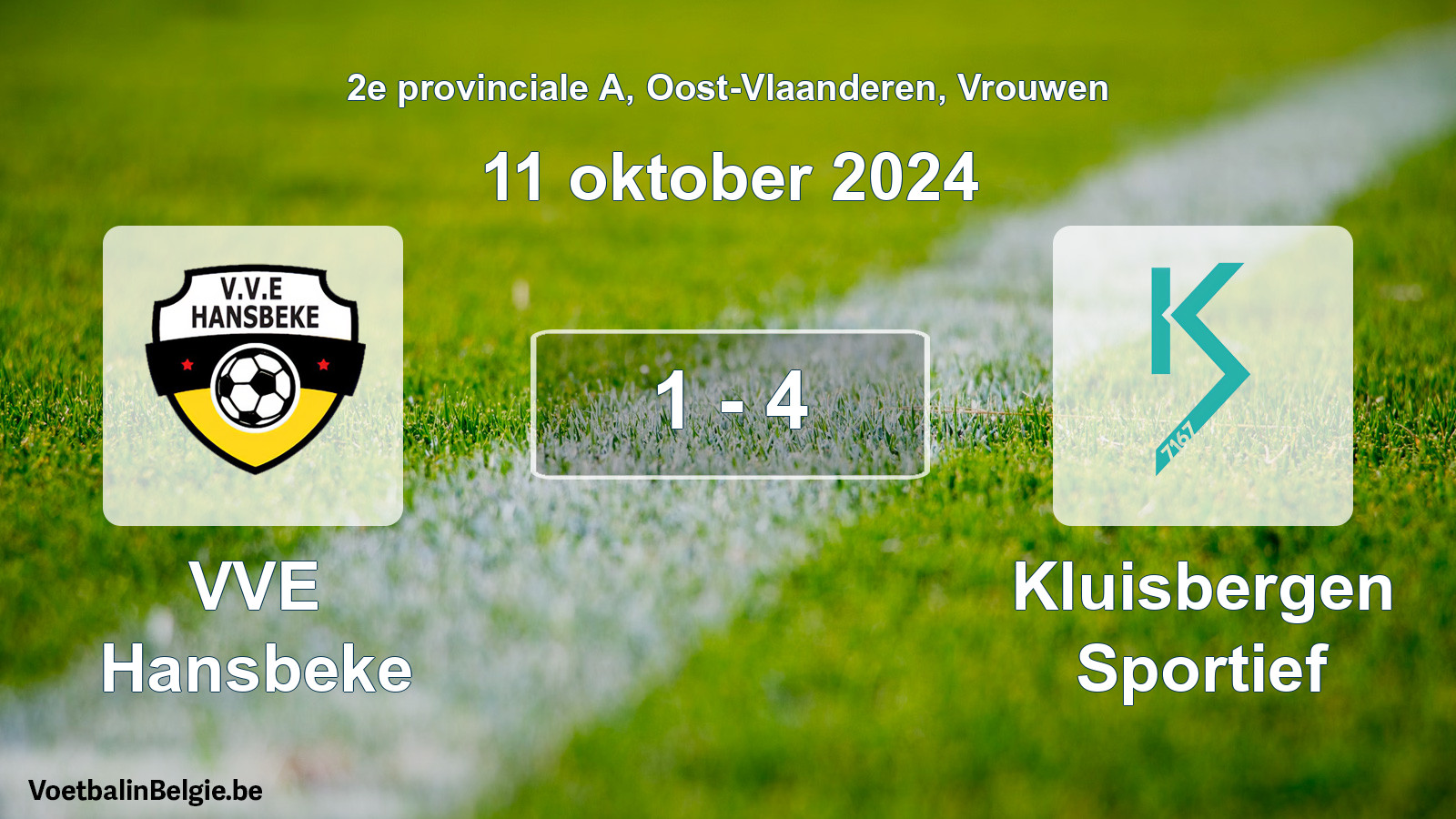Gespeelde wedstrijd vrouwenvoetbal: VVE Hansbeke - Kluisbergen Sportief 1 - 4 (11 oktober 2024)