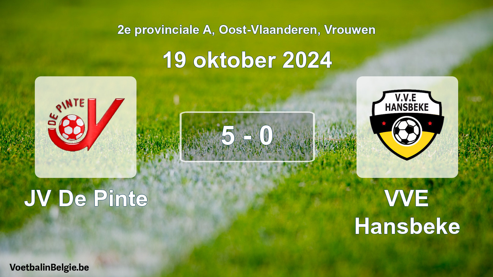 Gespeelde wedstrijd vrouwenvoetbal: JV De Pinte - VVE Hansbeke 5 - 0 (19 oktober 2024)