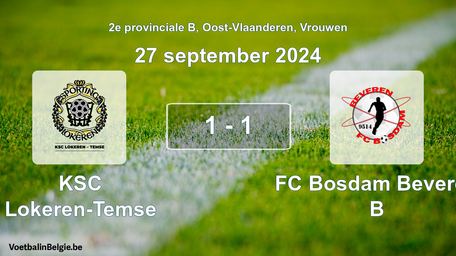 Gespeelde wedstrijd vrouwenvoetbal: KSC Lokeren-Temse - FC Bosdam Beveren B 1 - 1 (27 september 2024)