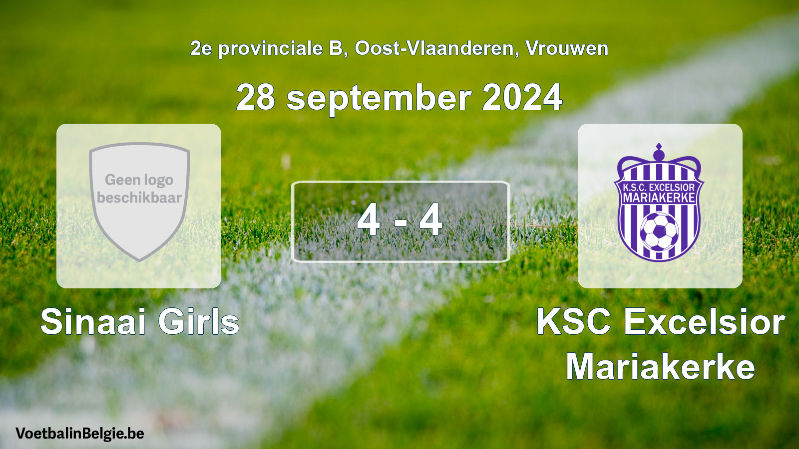 Gespeelde wedstrijd vrouwenvoetbal: Sinaai Girls - KSC Excelsior Mariakerke 4 - 4 (28 september 2024)