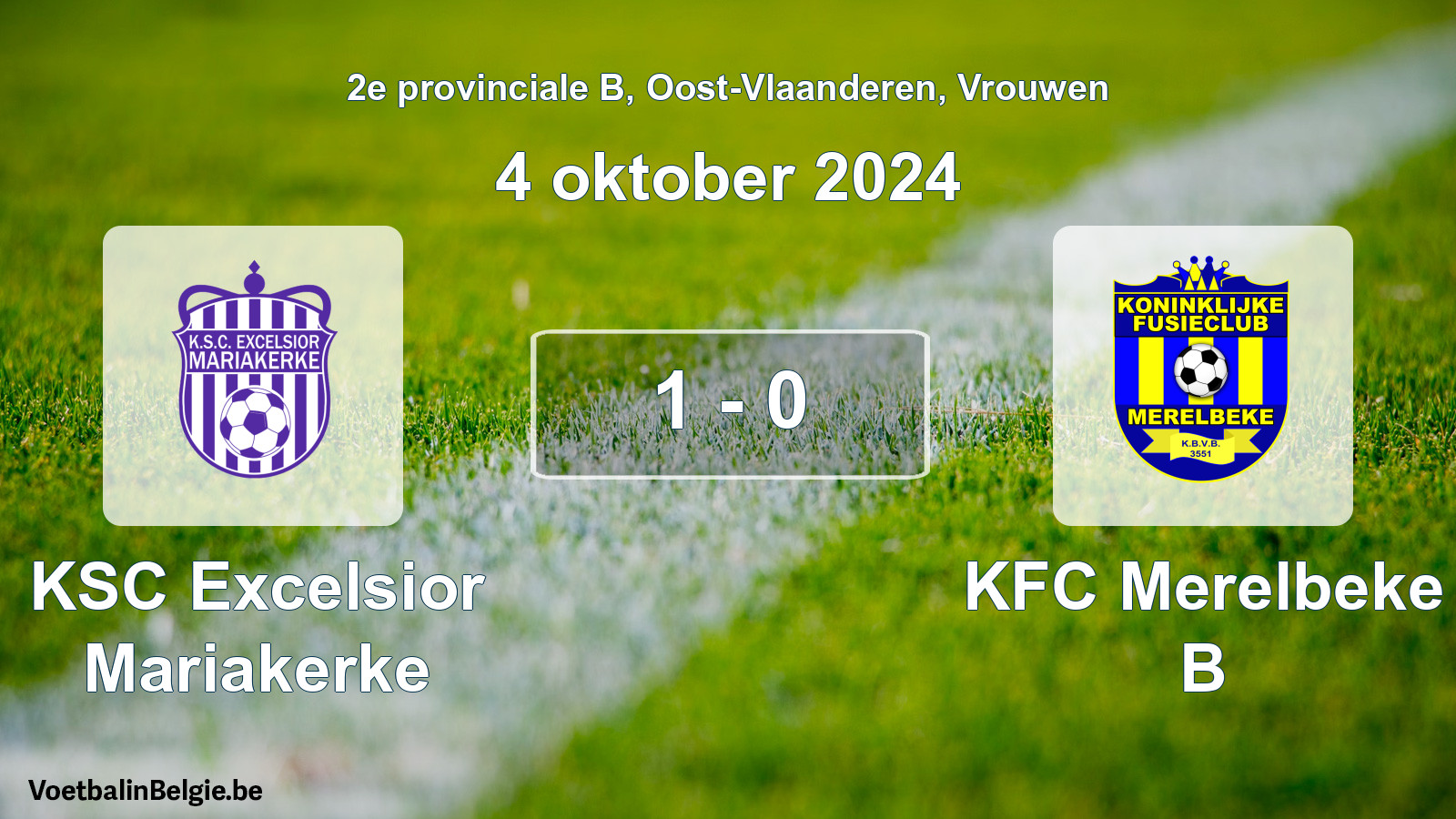 Gespeelde wedstrijd vrouwenvoetbal: KSC Excelsior Mariakerke - KFC Merelbeke B 1 - 0 (4 oktober 2024)