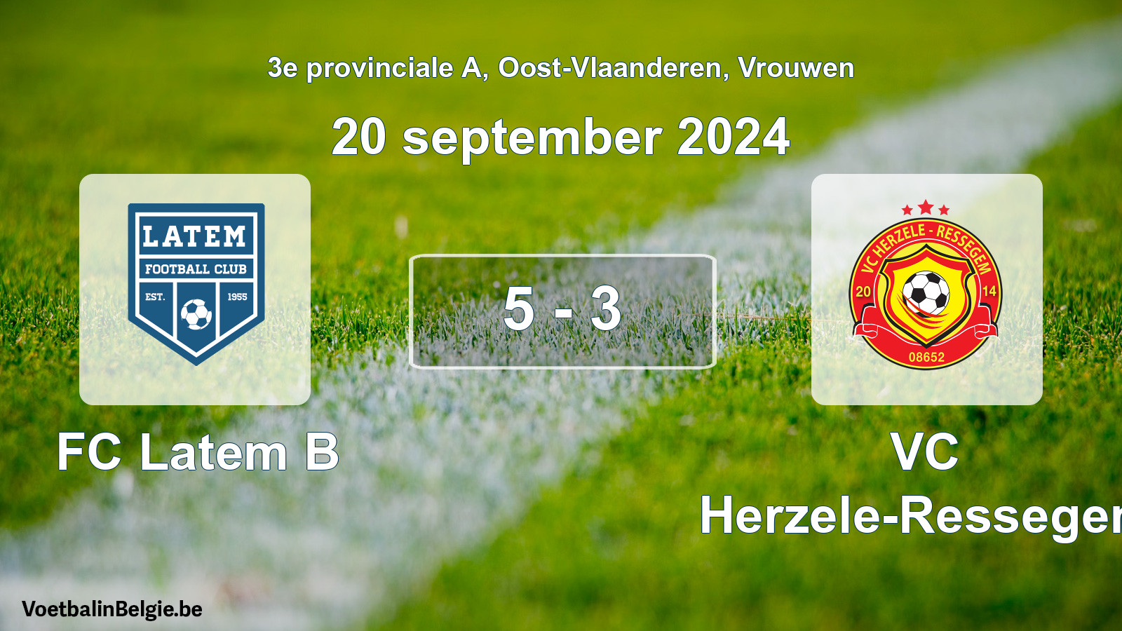 Gespeelde wedstrijd vrouwenvoetbal: FC Latem B - VC Herzele-Ressegem 5 - 3 (20 september 2024)