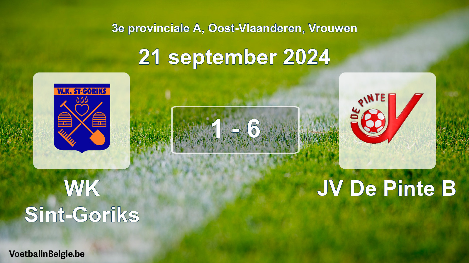 Played match women football: WK Sint-Goriks - JV De Pinte B 1 - 6 (21 September 2024)