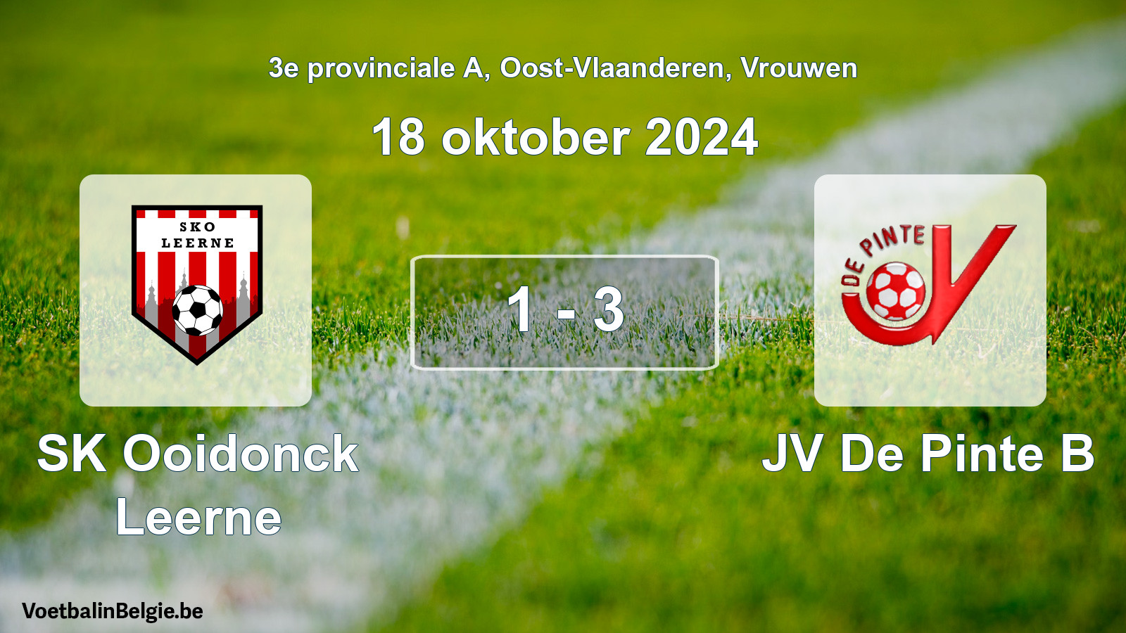 Gespeelde wedstrijd vrouwenvoetbal: SK Ooidonck Leerne - JV De Pinte B 1 - 3 (18 oktober 2024)