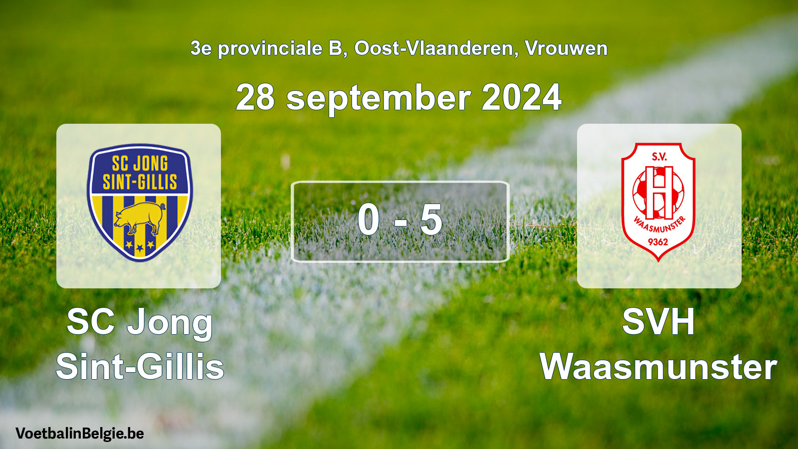 Match joué football femmes: SC Jong Sint-Gillis - SVH Waasmunster 0 - 5 (28 septembre 2024)