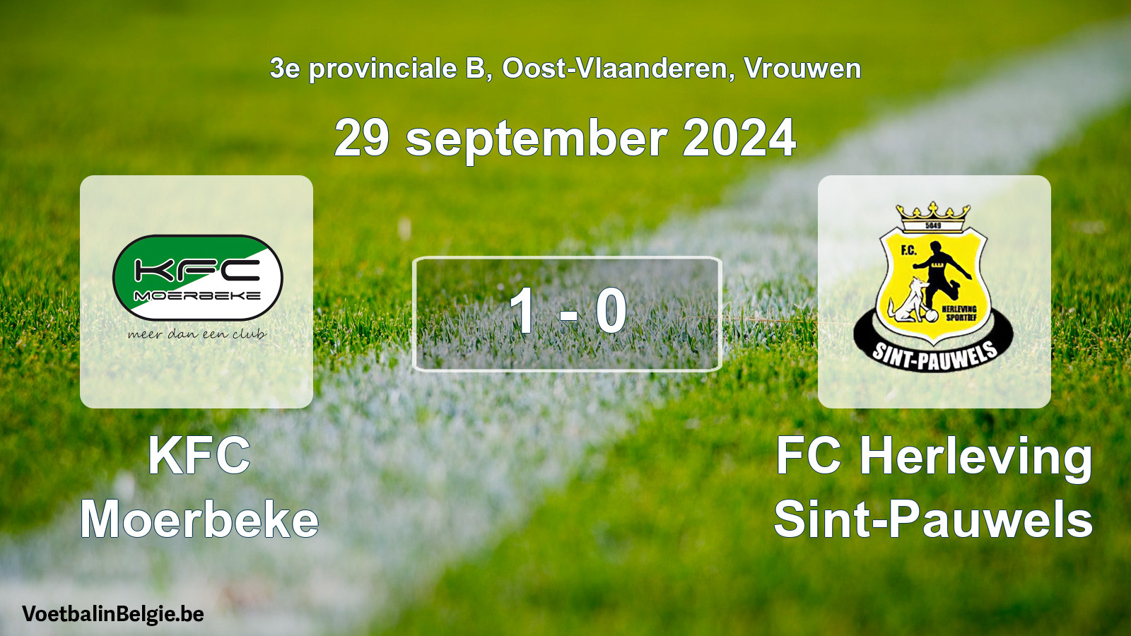 Gespeelde wedstrijd vrouwenvoetbal: KFC Moerbeke - FC Herleving Sint-Pauwels 1 - 0 (29 september 2024)