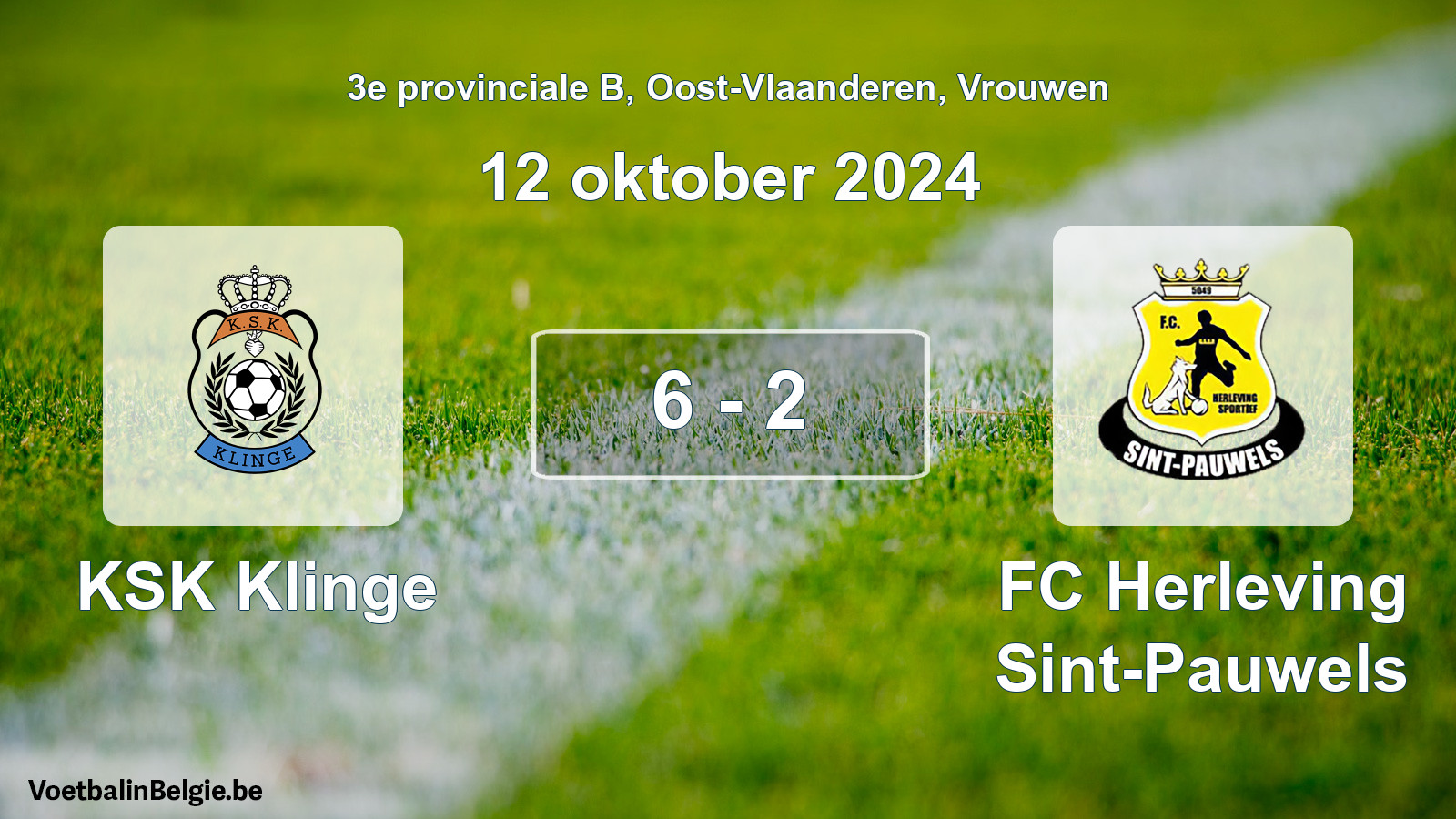 Gespeelde wedstrijd vrouwenvoetbal: KSK Klinge - FC Herleving Sint-Pauwels 6 - 2 (12 oktober 2024)